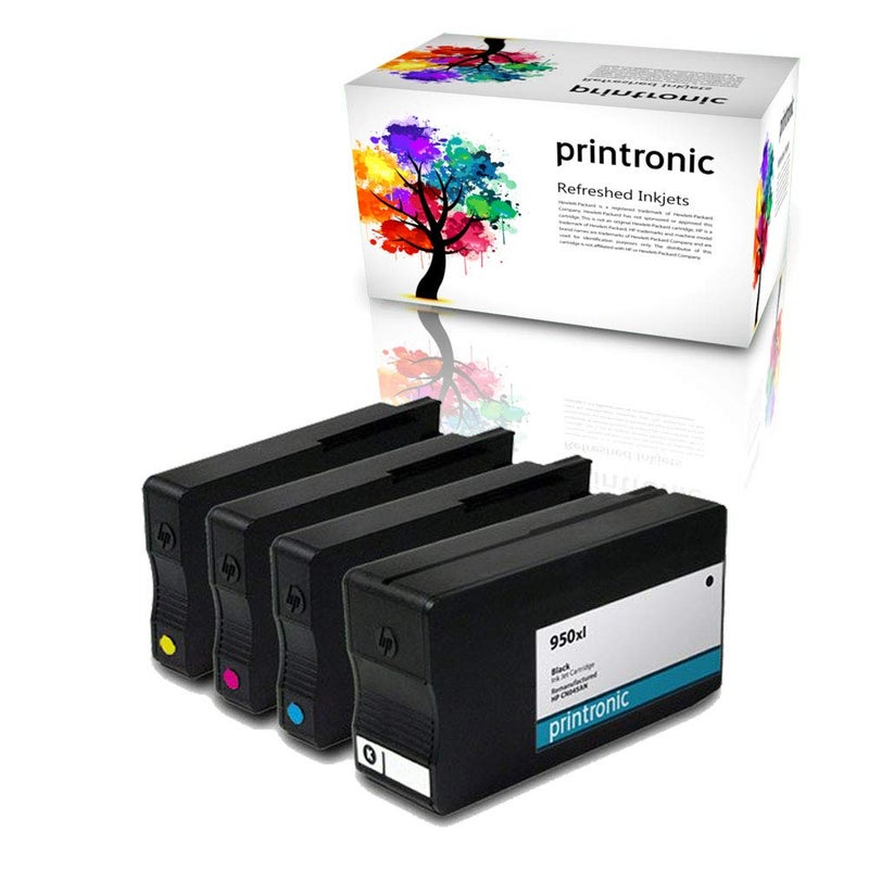Printronic Remanufactured Ink Cartridge Replacement for HP 950xl HP 951xl (1 Black 1 Cyan 1 Magenta 1 Yellow) for OfficeJet Pro 251dw 276dw 8100 OfficeJetPro 8600 Printers (4 Pack)